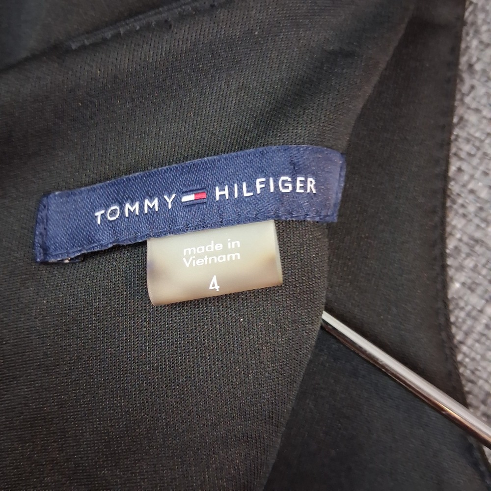 Tommy Hilfiger Black Ruffle Cap Sleeve Sheath Dress TD7S1ME1 Size 4 NEW - Picture 4 of 13